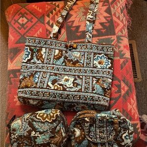 Vera Bradley Blue and Brown Floral Tote